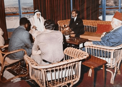 Sharbatly family signing an agreement with Emperor Haile Selassie to cultivate bananas.