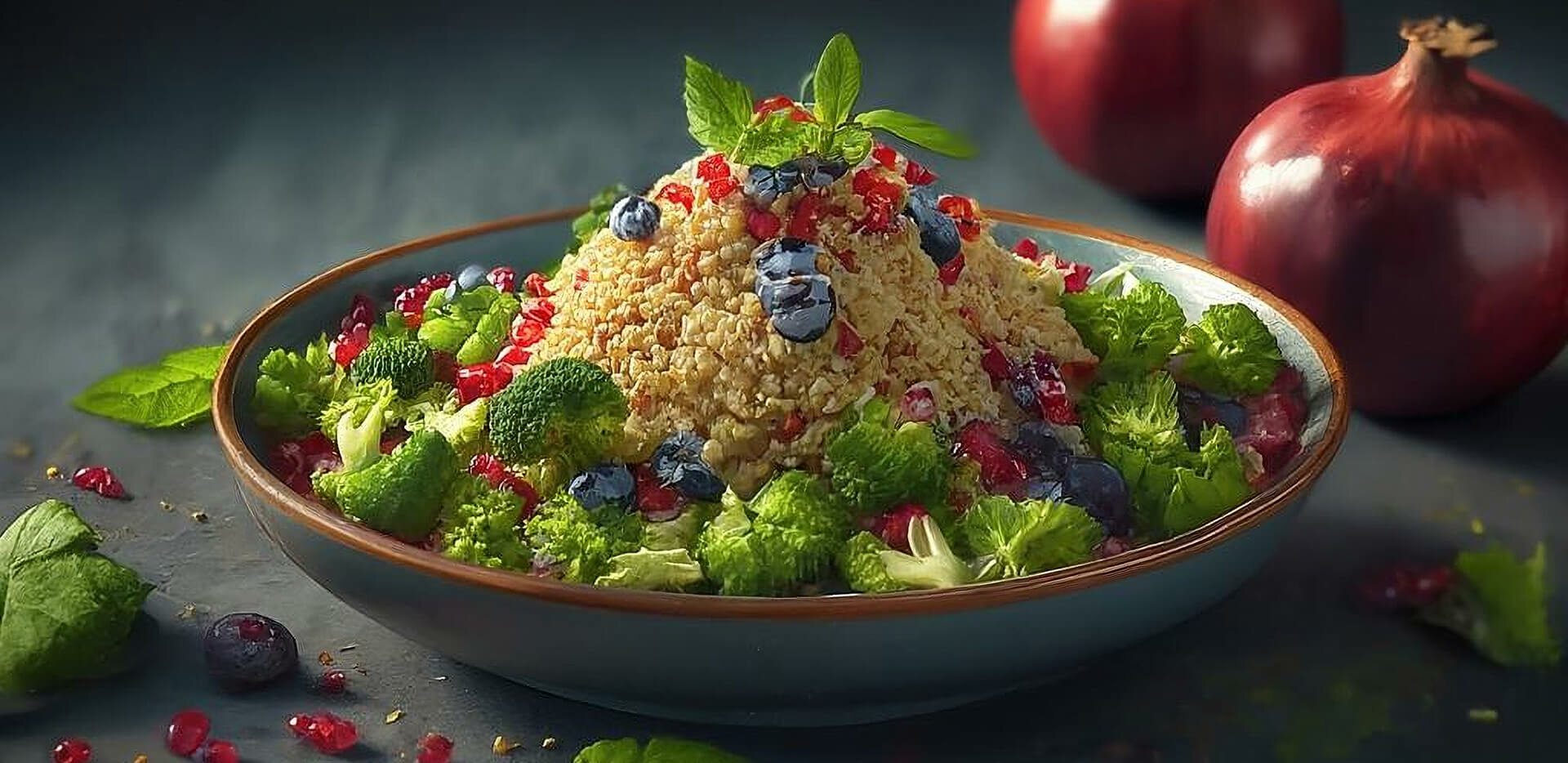 Quinoa, Broccoli, and Pomegranate Salad