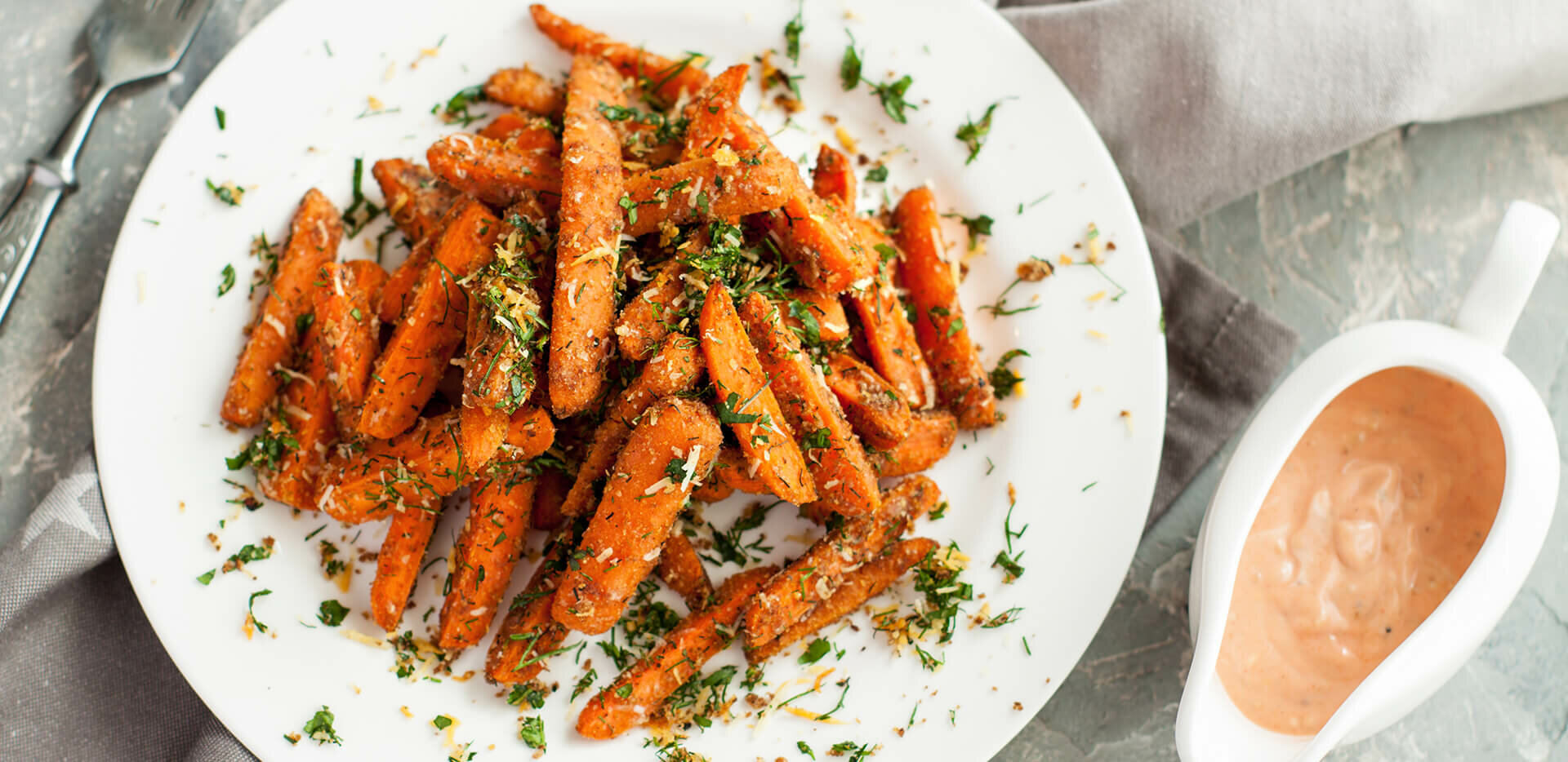 Garlic Parmesan Baked Carrot Fries