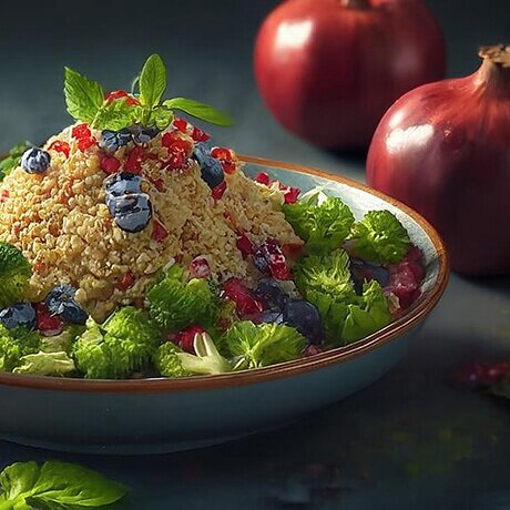 Quinoa, Broccoli, and Pomegranate Salad